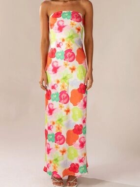 Peppermayo Strapless Floral Maxi Dress